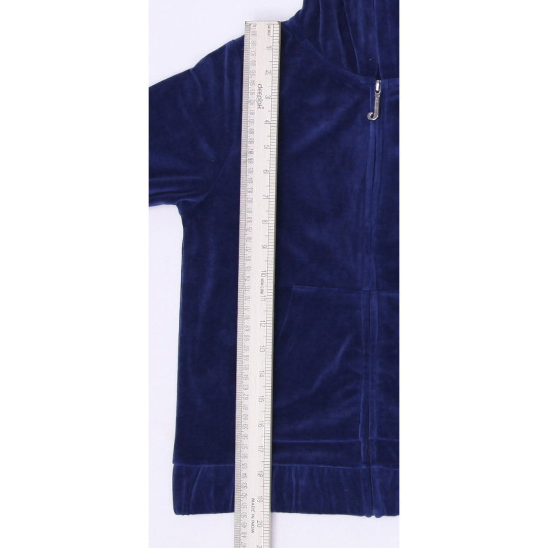 Y2K Youth Girls Juicy Couture Velour Full Zip Navy Hoodie M (8-10)