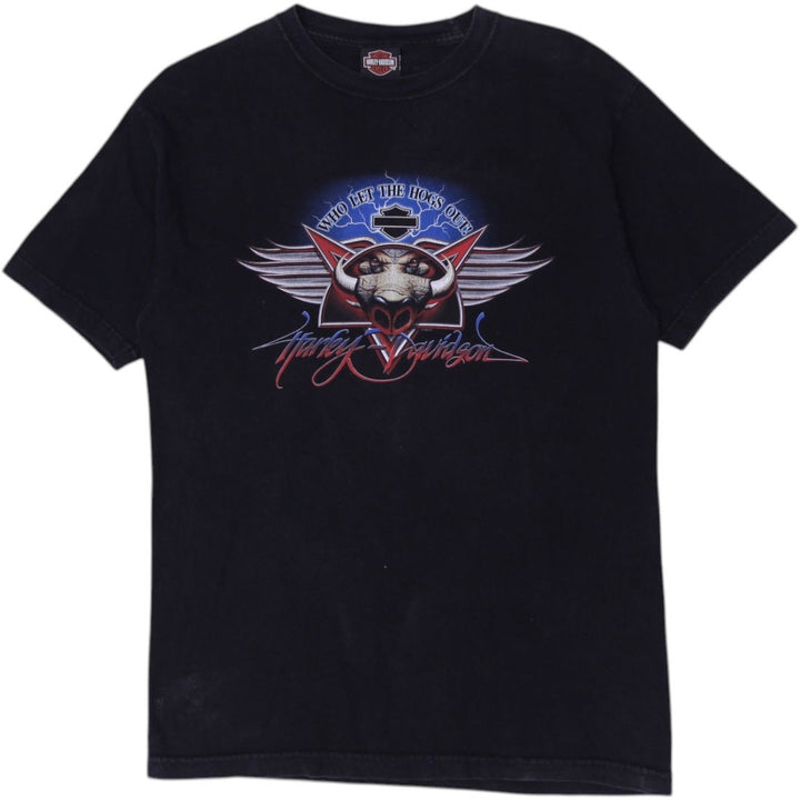 Vintage Harley-Davidson Who Let The Hogs Out Black Graphic T-Shirt Made In USA L