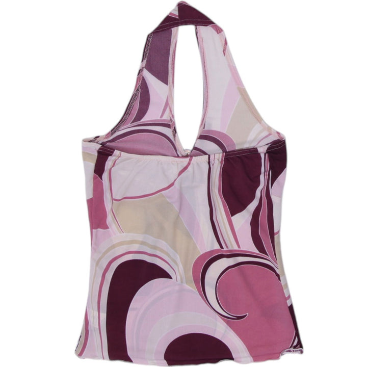 Y2K Ladies Suzy Abstract Halter Neck Tank Top Size XS
