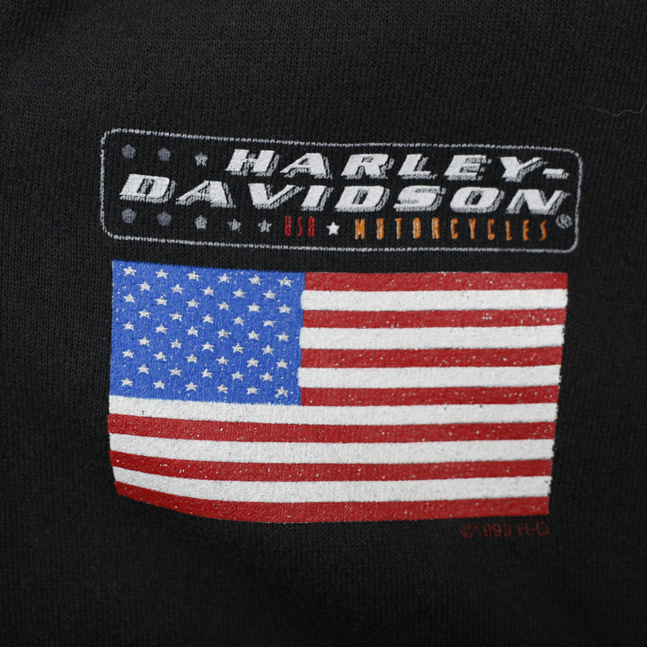 Vintage Mens Harley Davidson Hoodie Black Full Zip USA Graphic XL | Migration_Hoodies - Detail View | Fashion Rerun