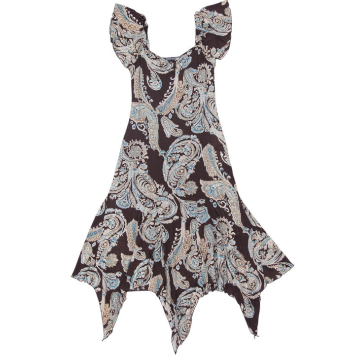 Y2K Ladies Bisou Bisou Michele Bohbot Paisley Handkerchief Hem Dress Size 10