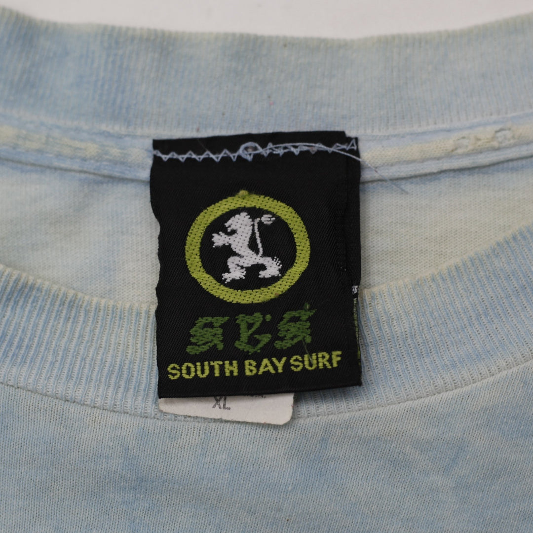 Vintage 90s South Bay Surf SBS Dragon & Surfboard Tie Dye Graphic T-Shirt Sz XL
