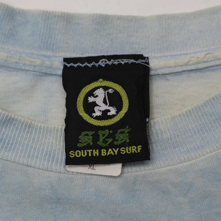 Vintage 90s South Bay Surf SBS Dragon & Surfboard Tie Dye Graphic T-Shirt Sz XL