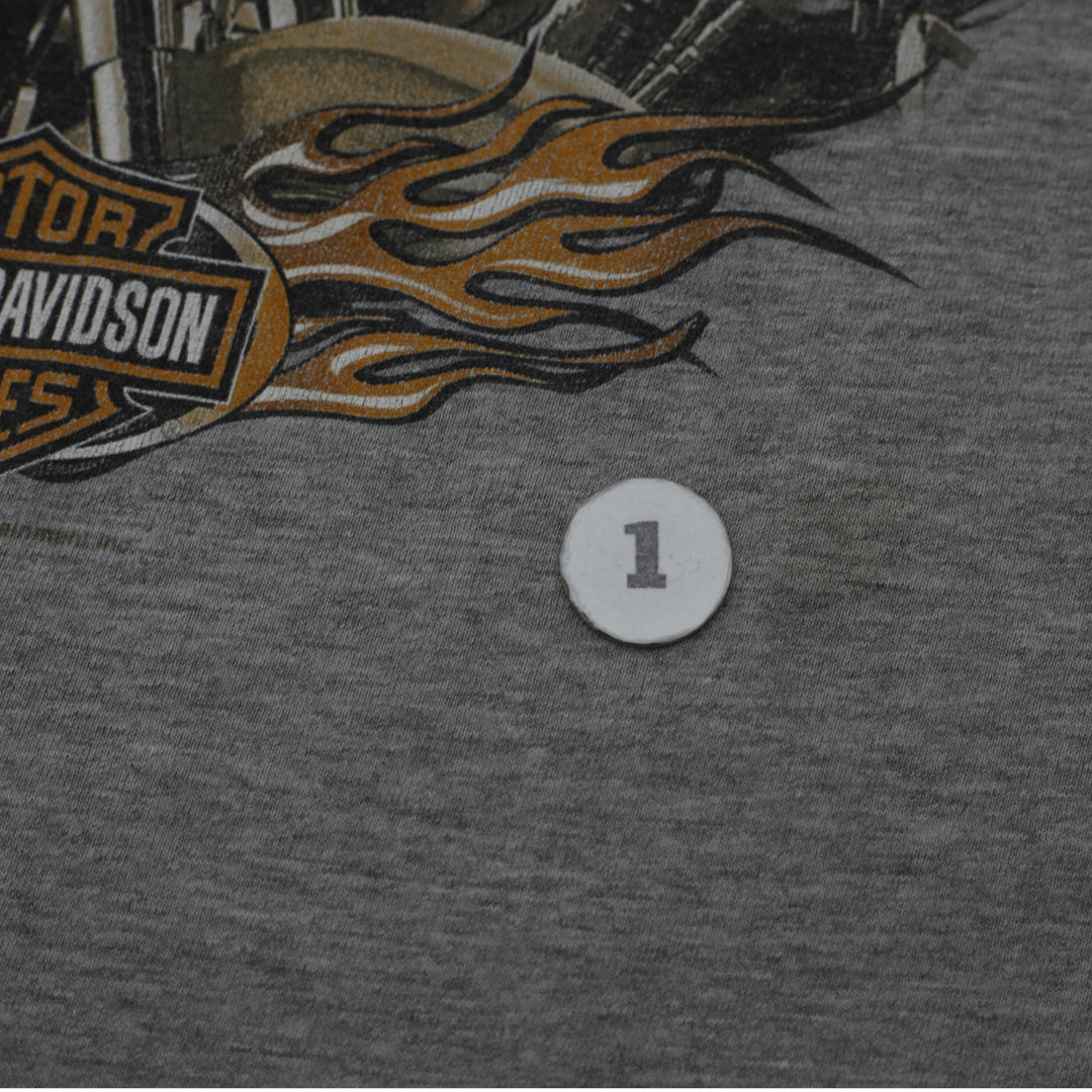 Vintage Mens Harley-Davidson Gray Looney Tunes Graphic T-Shirt Size S