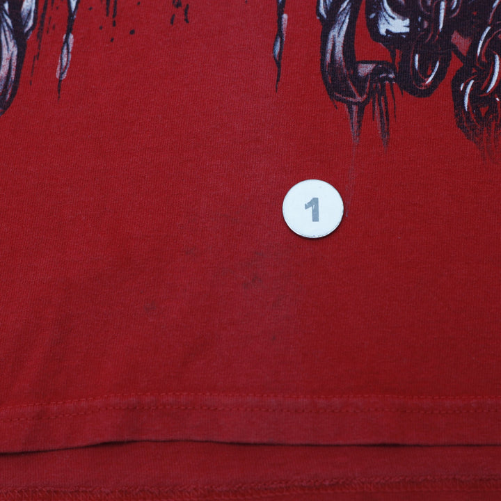 Y2K Mens Tapout Red Graphic Skulls Chains T-Shirt Size XL