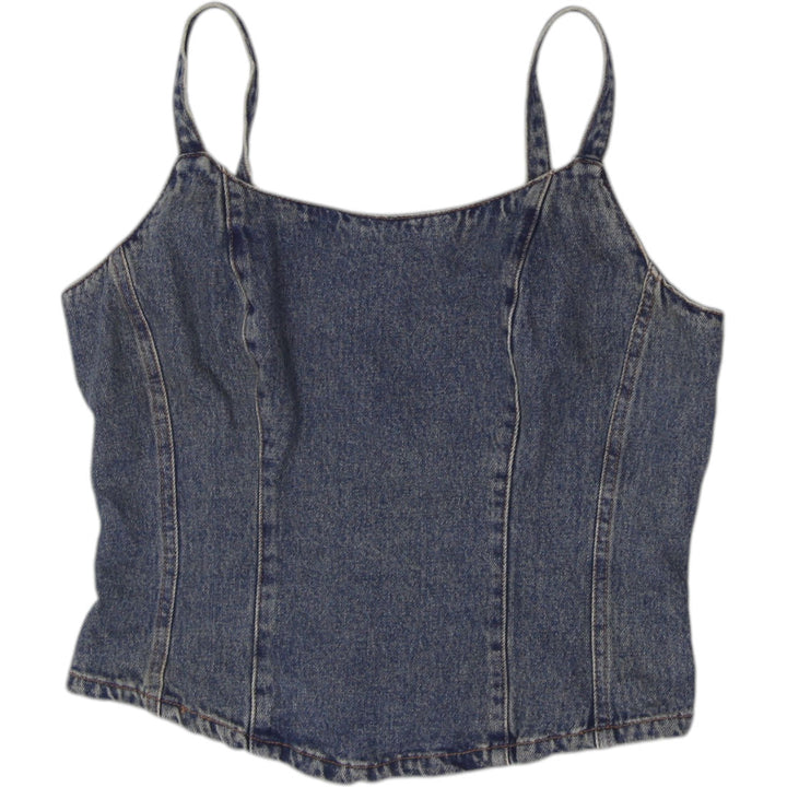 Y2K Ladies Jeanology Paneled Denim Back Zip Top Size 10