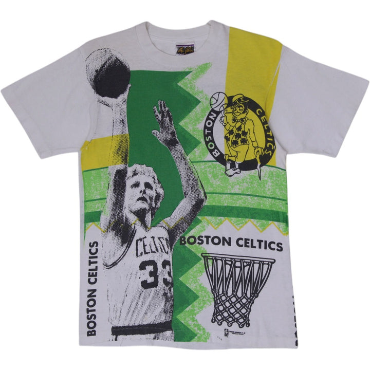 Vintage 1990s Fruit of the Loom Boston Celtics Larry Bird AOP T-Shirt USA Made M