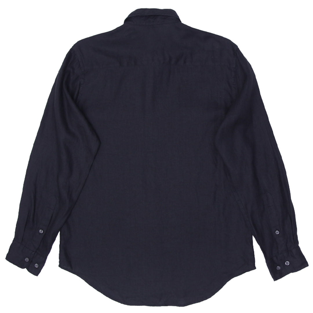 Mens Black Perry Ellis 100% Linen Long Sleeve Shirt