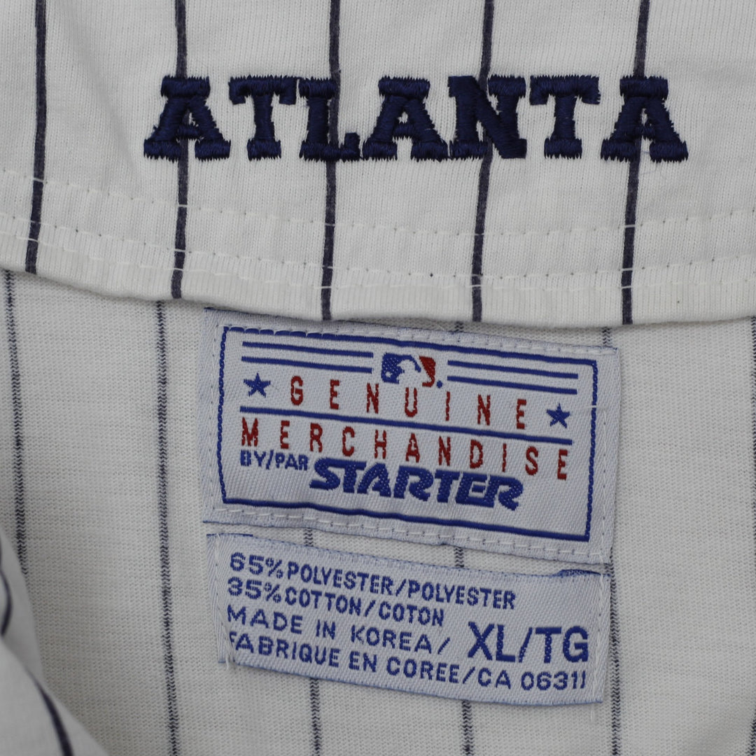 Vintage 1990s Atlanta Braves Baseball Pinstriped Button Jersey XL | Migration_Jerseys - Back View | Fashion Rerun