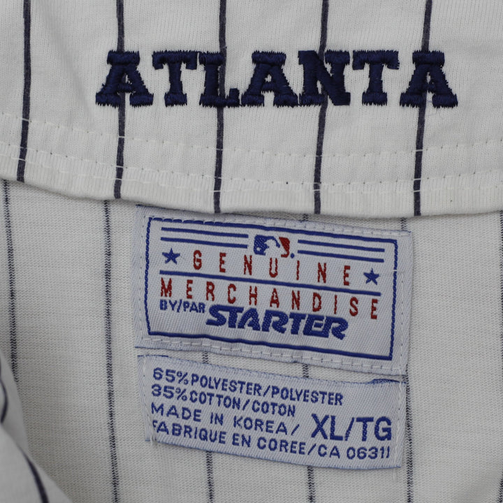 Vintage 1990s Atlanta Braves Baseball Pinstriped Button Jersey XL | Migration_Jerseys - Back View | Fashion Rerun