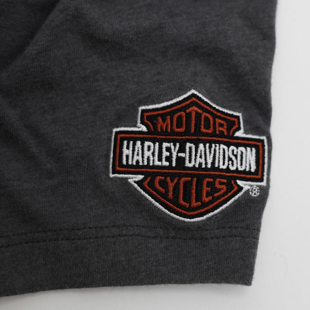 Ladies Harley Davidson T-Shirt Gray Graphic Logo Apparel