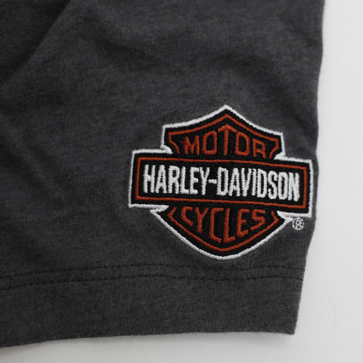 Ladies Harley Davidson T-Shirt Gray Graphic Logo Apparel