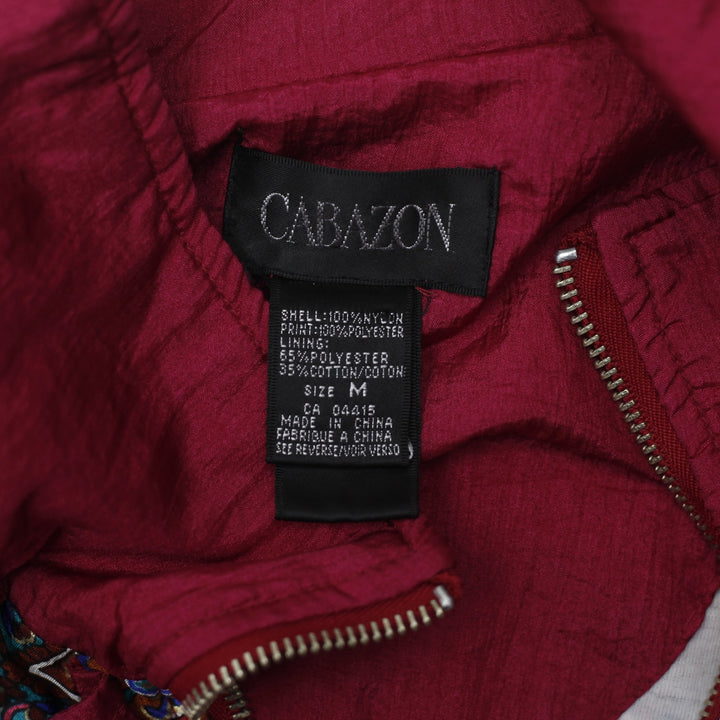 Ladies Cabazon Windbreaker Maroon Patterned Floral Lightweight Jacket Size M