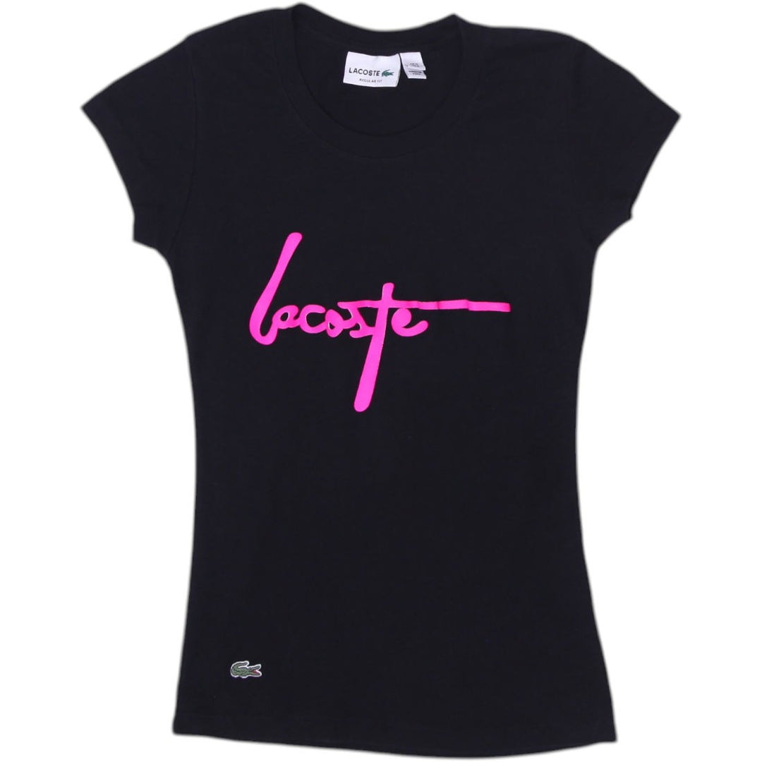 Y2K Ladies Lacoste Graphic Logo Cotton Crew Neck Tee Size S | Migration_Y2K Tops | Fashion Rerun