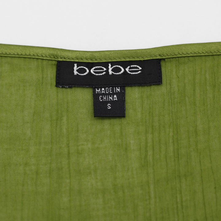 Y2K Ladies Bebe Camisole Green Lace Accent Satin