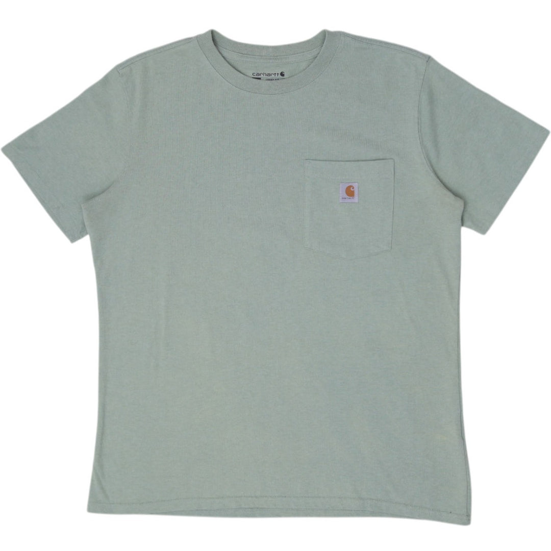 Ladies Carhartt K87 Workwear Short Sleeve Pocket Loose Fit T-Shirt Sage Green L