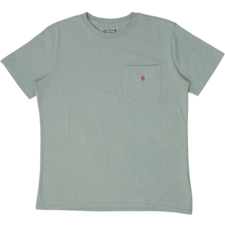 Ladies Carhartt K87 Workwear Short Sleeve Pocket Loose Fit T-Shirt Sage Green L