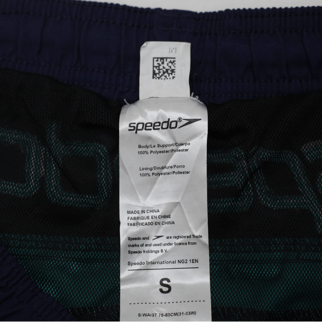 Mens Speedo Colorblock Swim Trunks Navy & Teal Mesh Lined Board Shorts Small