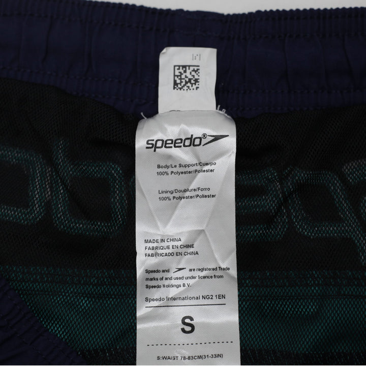 Mens Speedo Colorblock Swim Trunks Navy & Teal Mesh Lined Board Shorts Small
