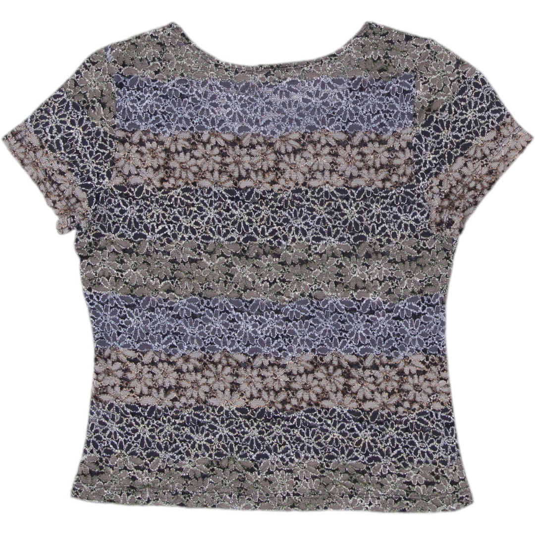 Y2K Ladies Floral Pattern Lace Top Size S | Migration_Y2K Tops - Side View | Fashion Rerun