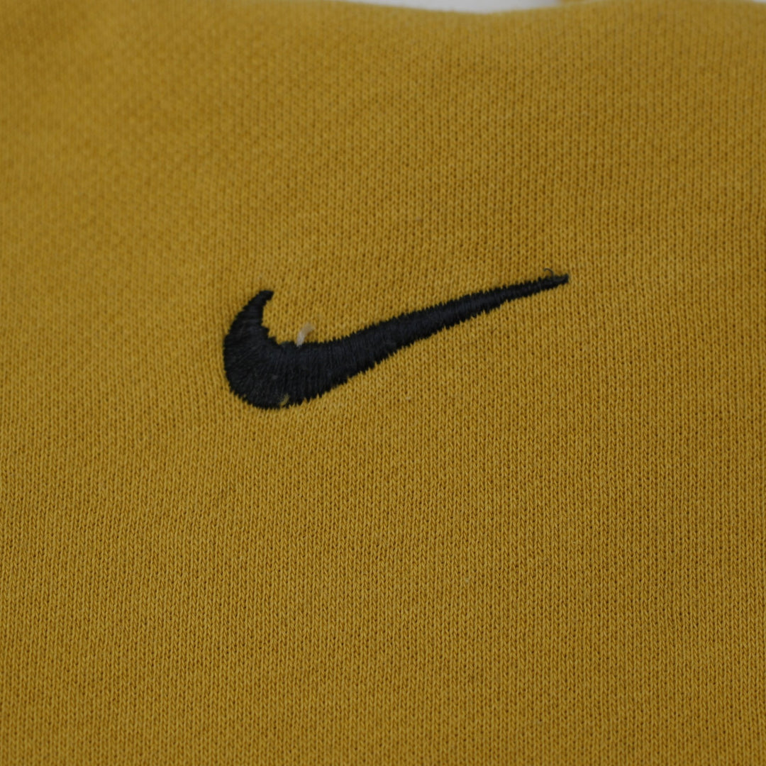 Vintage Nike Center Swoosh 2000s Pullover Yellow Hoodie Size M | Migration_Hoodies - Detail View | Fashion Rerun