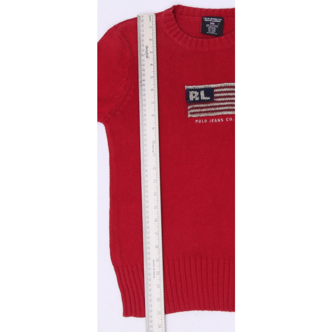 Vintage Ladies Polo Jeans Co. Ralph Lauren American Flag Knit Red Sweater S