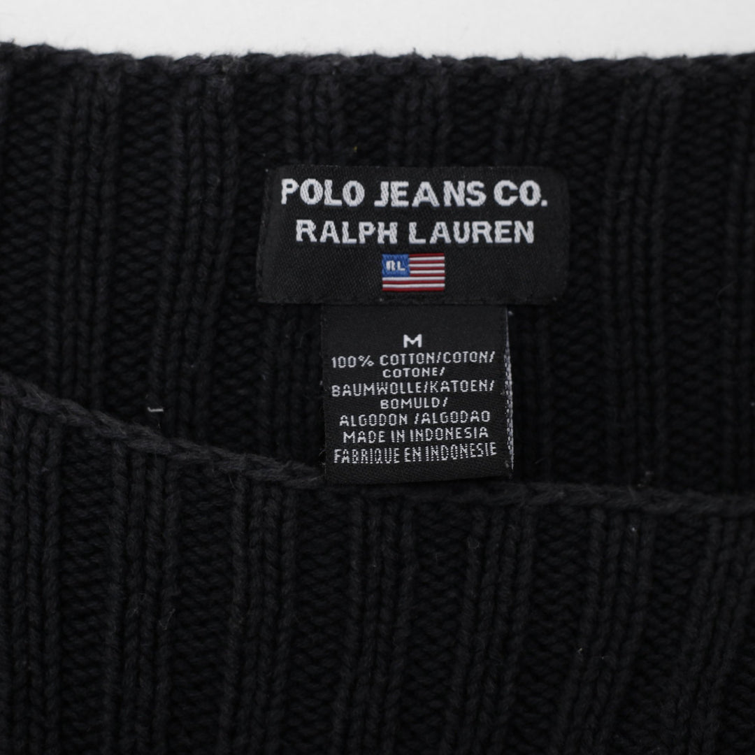 Vintage Ladies Polo Jeans Co. Ralph Lauren American Flag Knit Black Sweater M