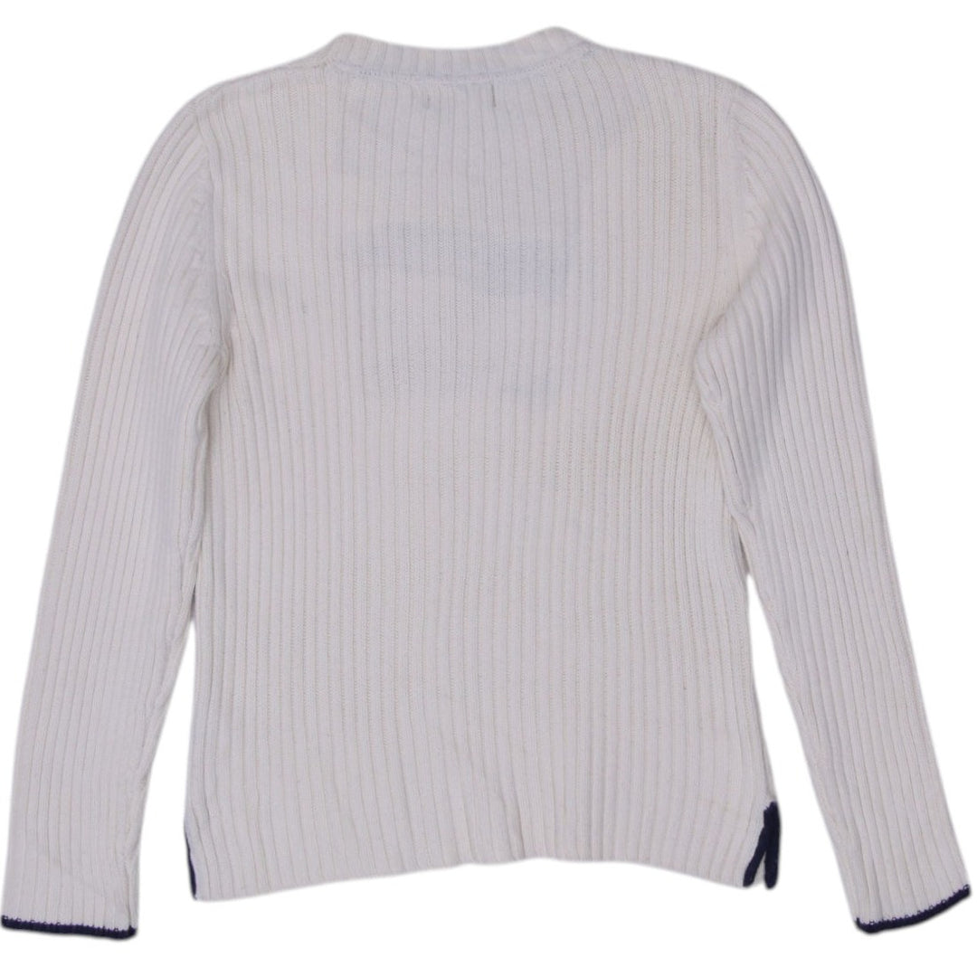 Vintage Ladies Polo Jeans Company Ralph Lauren Cream Ribbed American Flag Knit Sweater