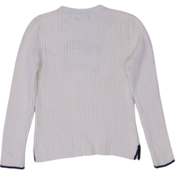 Vintage Ladies Polo Jeans Company Ralph Lauren Cream Ribbed American Flag Knit Sweater