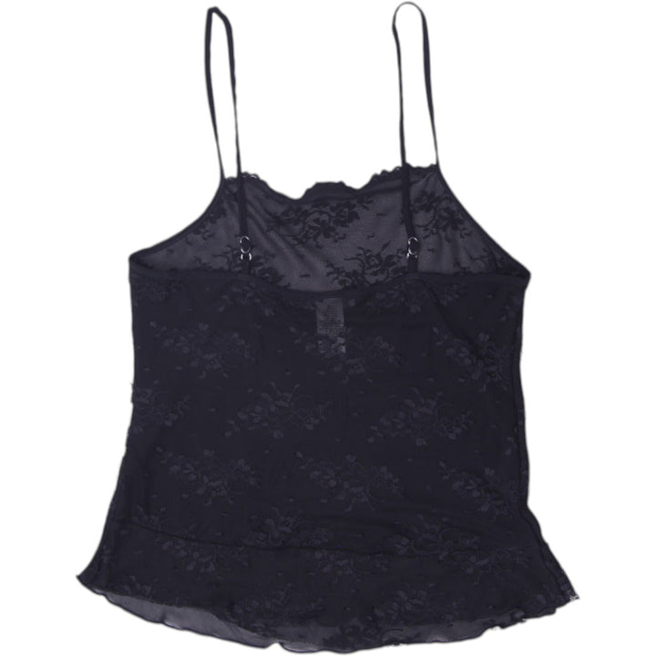 Y2K Ladies Je T'adore Black Lace Mesh Cami Made in USA Size S