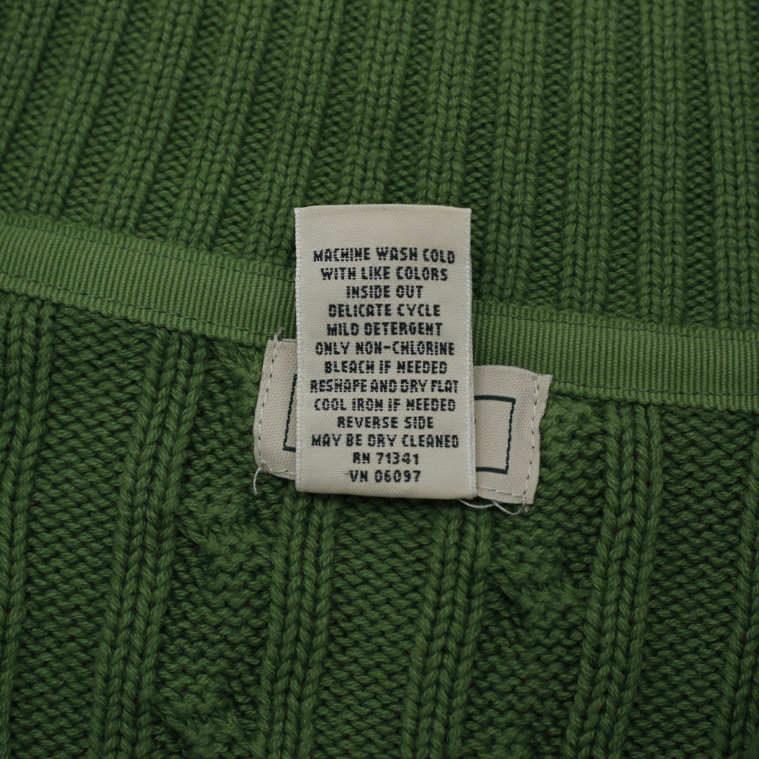 Mens L.L. Bean Cable Knit Full Zip Cotton Sweater Size L