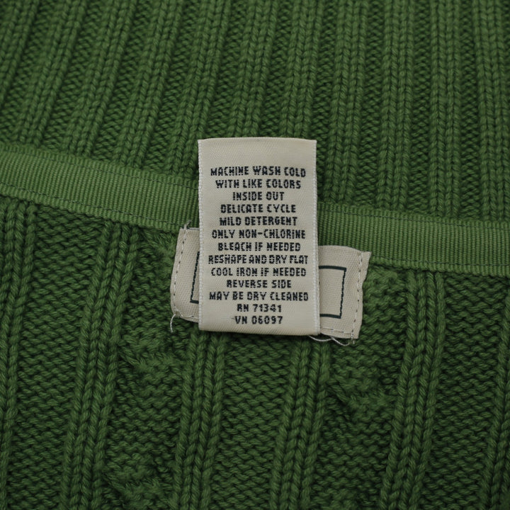 Mens L.L. Bean Cable Knit Full Zip Cotton Sweater Size L