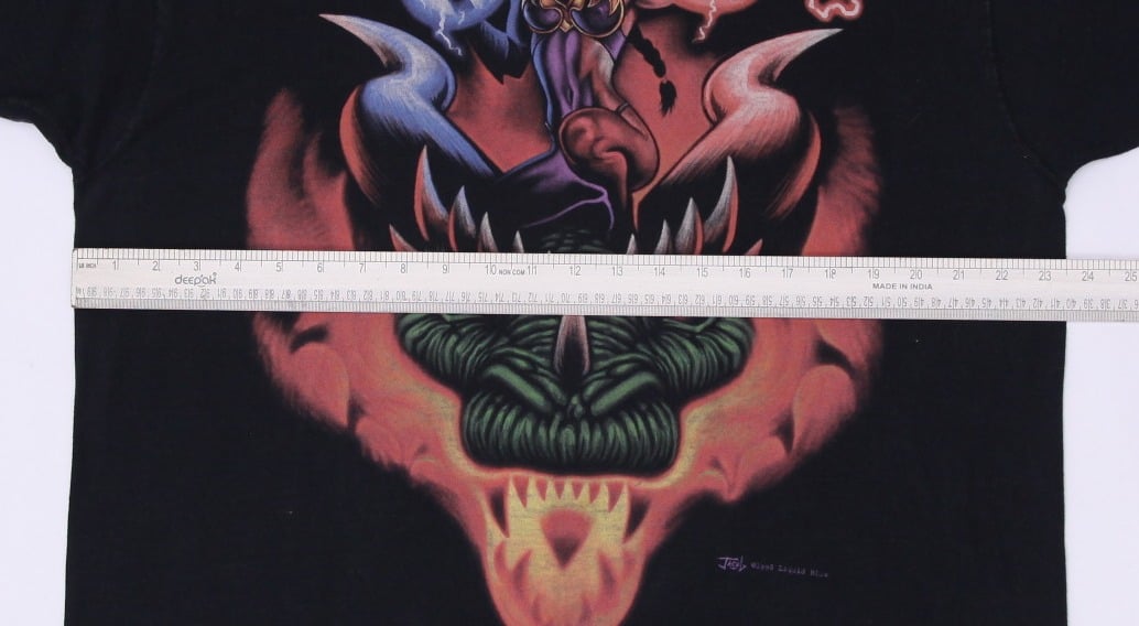 Vintage 90s Liquid Blue Dragon Priestess Sorceress Black T-Shirt Made In USA XL | Migration_T-Shirts - Altern | Fashion Rerun