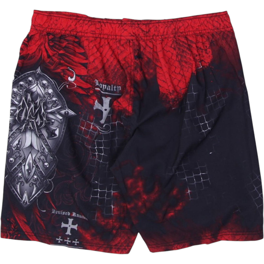 Y2K Mens ELITE Boardshorts Red Black Graphic Swimwear