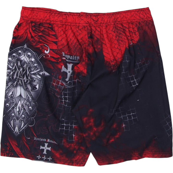 Y2K Mens ELITE Boardshorts Red Black Graphic Swimwear