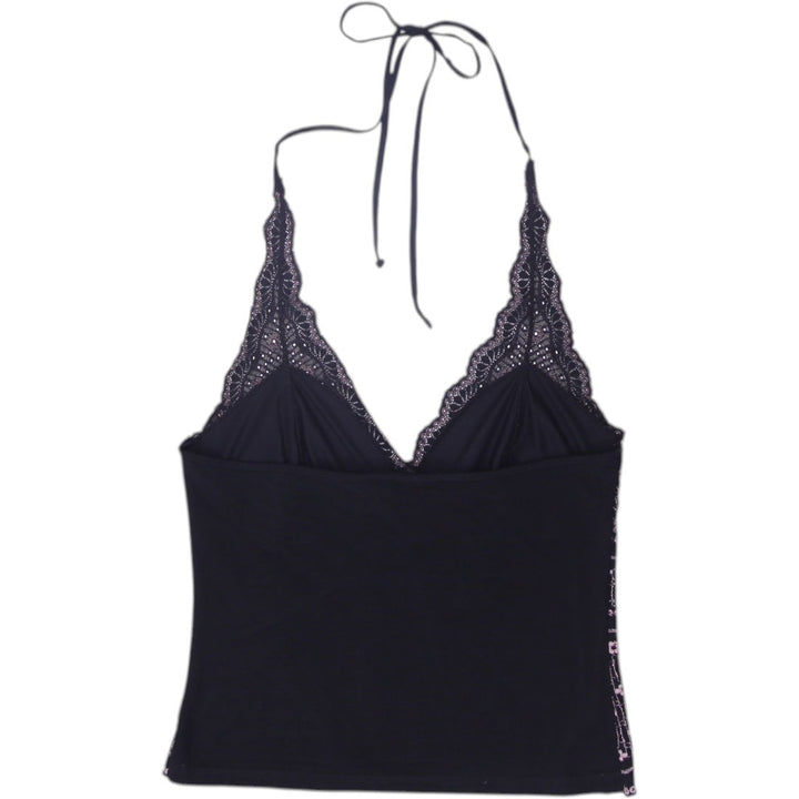 Y2K Ladies Papillon Blanc Black Lace Halter Top | Migration_Y2K Tops - Side View | Fashion Rerun