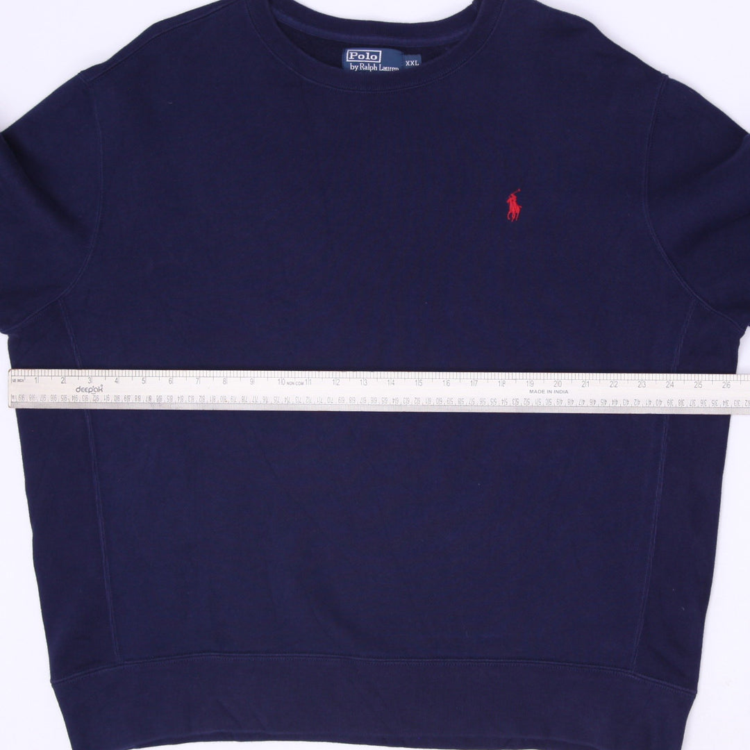 Vintage Polo By Ralph Lauren Navy Fleece Crewneck Sweatshirt Size XXL