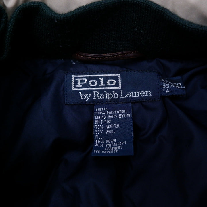 Vintage Mens Polo Ralph Lauren Puffer Jacket Beige Down Fill