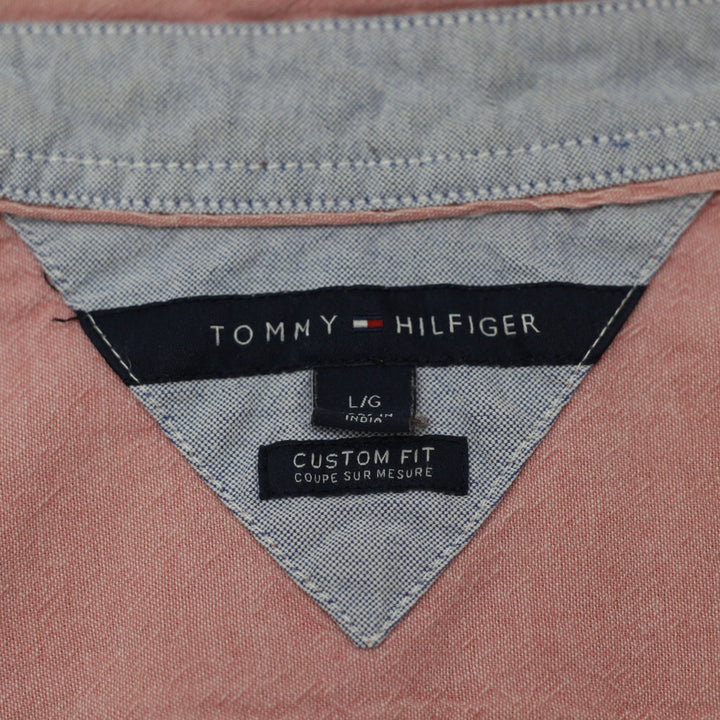 Mens Tommy Hilfiger Custom Fit Pink Short Sleeve Shirt Size L