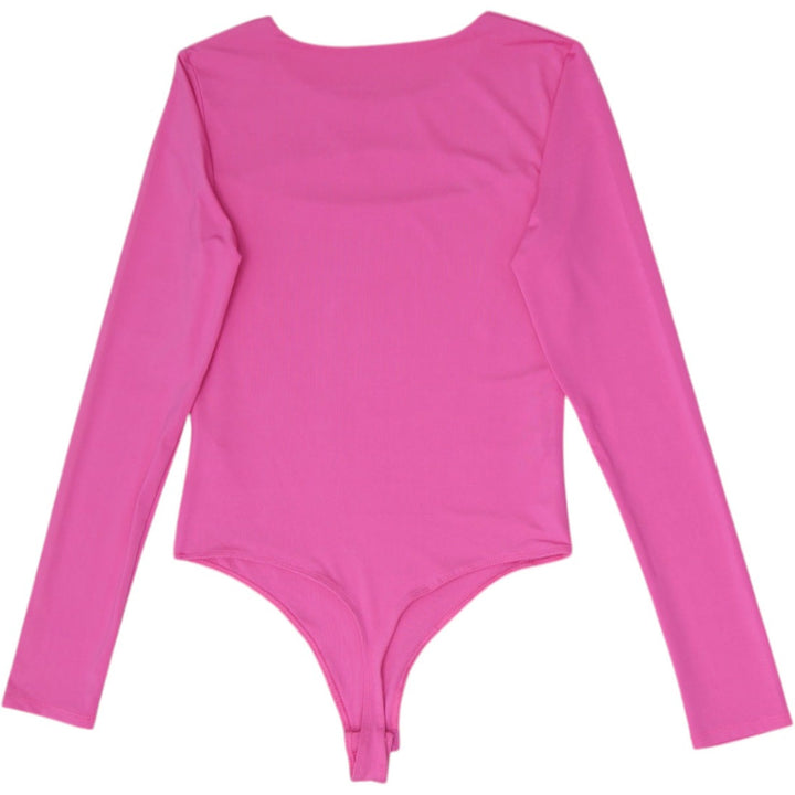 Y2K Ladies SWS Contour Magenta Pink Cutout Long Sleeve Bodysuit Size L