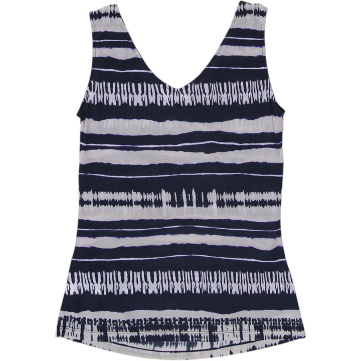 Y2K Ladies Abstract Print Ruched Tank Top Size M Surplice V Neck