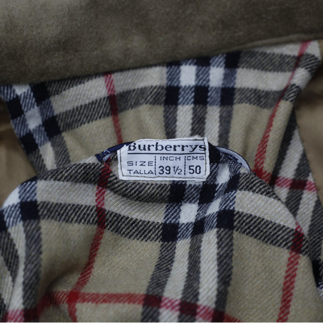 Vintage 80's Burberry Wool Blend Harrington Brown Jacket