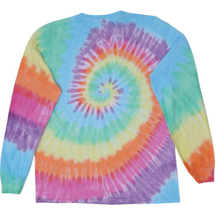 Mens Liquid Blue Long Sleeve Tie Dye T-Shirt Spiral Graphic