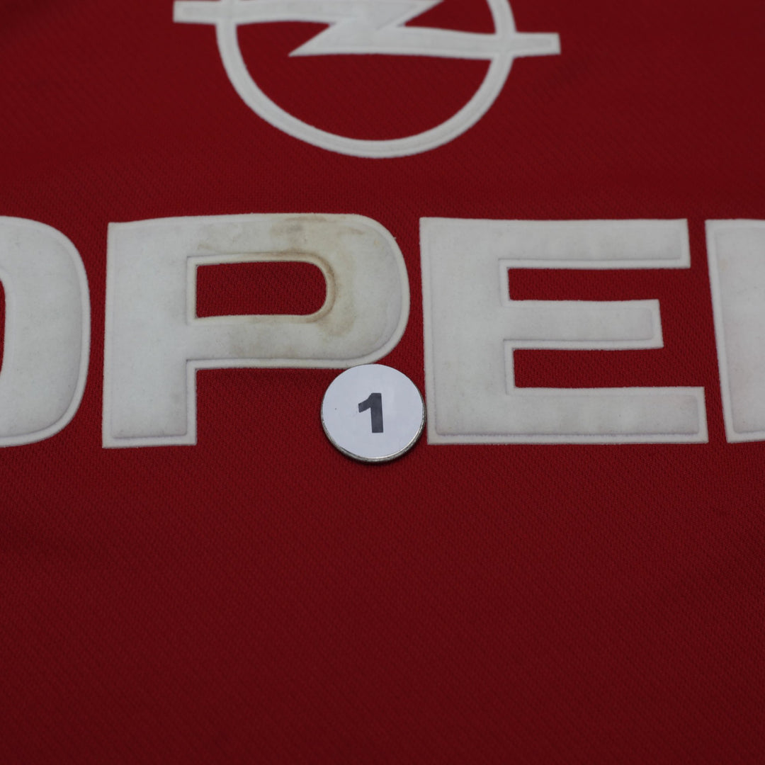 Vintage Mens 90s Adidas FC Bayern Munich Jersey Red Soccer Logo Opel
