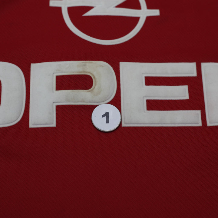 Vintage Mens 90s Adidas FC Bayern Munich Jersey Red Soccer Logo Opel