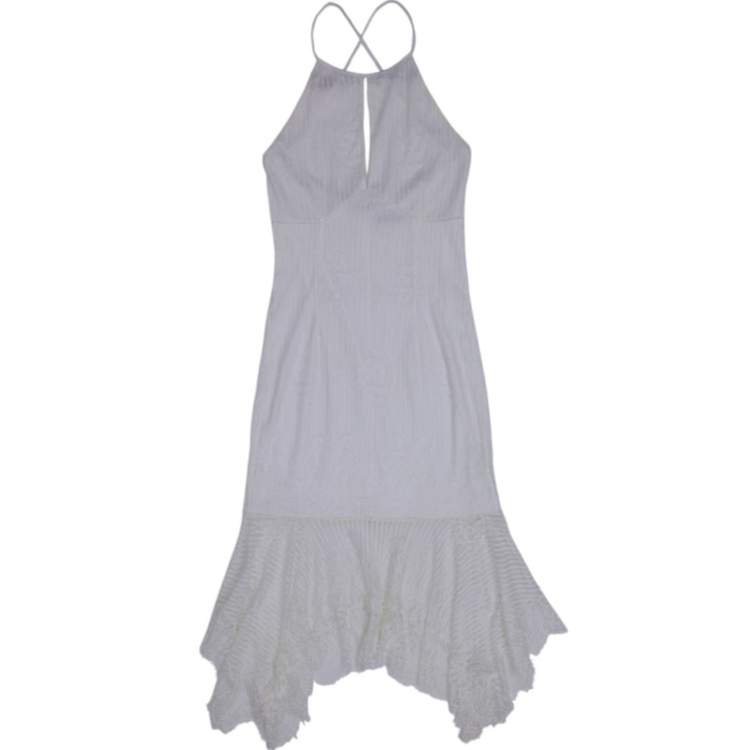 Y2K Ladies Venus Halter Neck Lace Trim Midi Dress Size XS