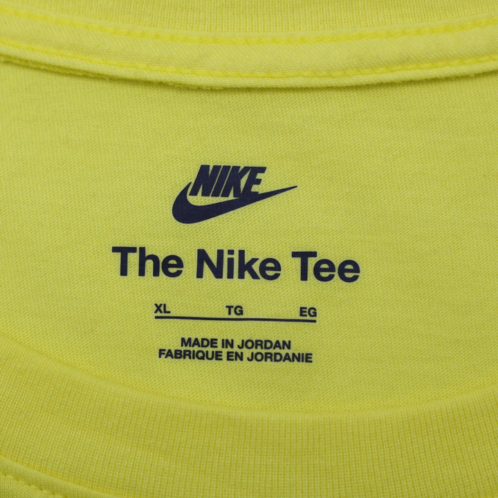 Mens Embroidered Nike Logo Yellow Crewneck T-Shirt Size XL