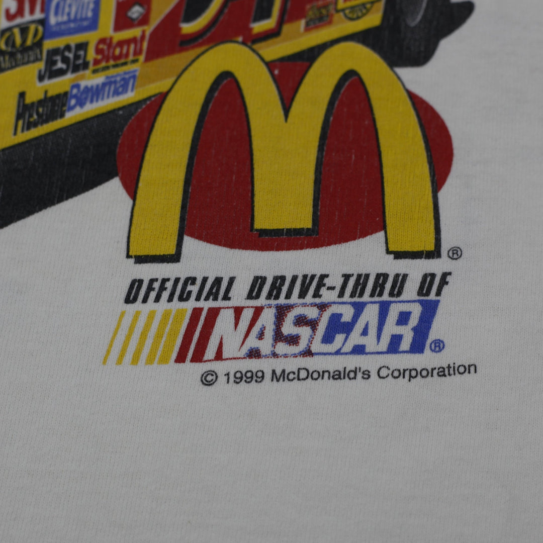 Vintage Mens Tultex NASCAR T-Shirt White Graphic Racing 1999 Bill Elliott