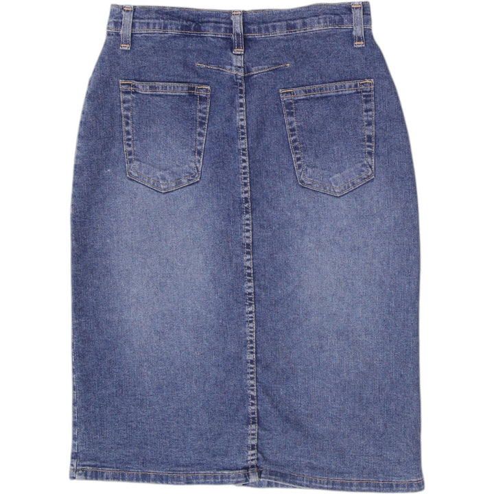 Y2K Ladies Ricki's High-Waisted Stretch Denim Midi Pencil Skirt with Front Slit