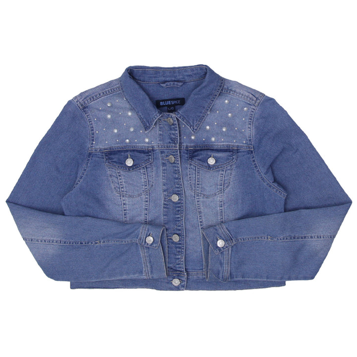 Y2K Ladies Blue Spice Crop Denim Jacket - Fashion Rerun Vintage Migration_Jacket